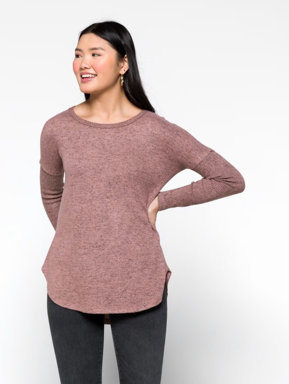 Bobeau Bartie Hacci Ribbed Sleeve Knit Top – Light Purple | NWOT Super Soft Cozy